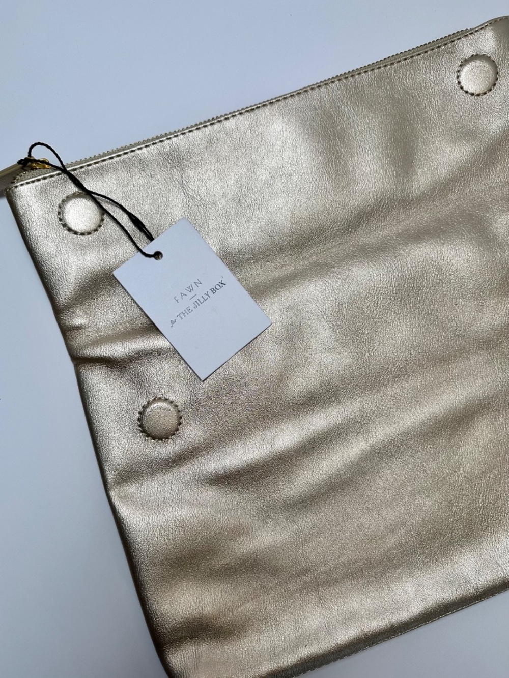 FAWN for The Jilly Box Gold Foldover Clutch | Metallic Vegan Leather | NEW - Picture 5 of 7